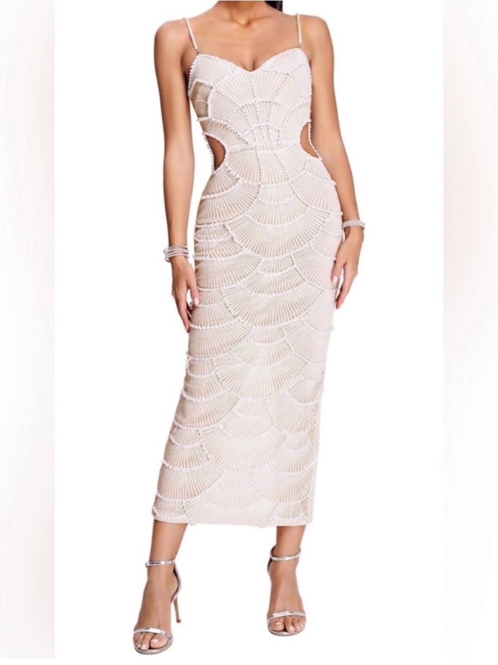 Bella Barnett Teresa Pearl Sequin Midi Dress S